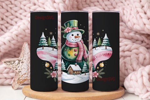 Whimsical Snowman Christmas 20oz Tumbler Sublimation DesignSVG 