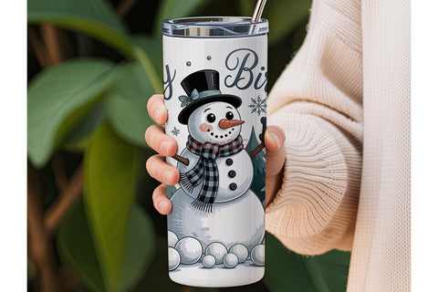 Whimsical Snowman Christmas 20oz Tumbler Sublimation DesignSVG 