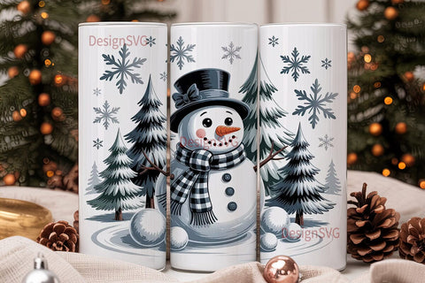Whimsical Snowman Christmas 20oz Tumbler Sublimation DesignSVG 