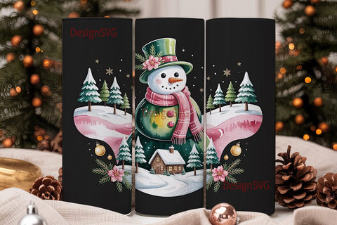 Whimsical Snowman Christmas 20oz Tumbler Sublimation DesignSVG 