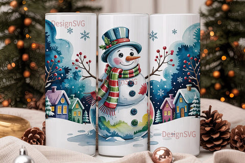 Whimsical Snowman Christmas 20oz Tumbler Sublimation DesignSVG 