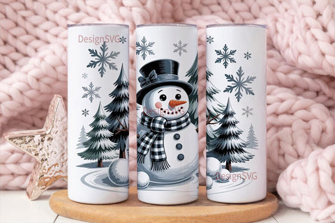 Whimsical Snowman Christmas 20oz Tumbler Sublimation DesignSVG 