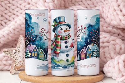 Whimsical Snowman Christmas 20oz Tumbler Sublimation DesignSVG 