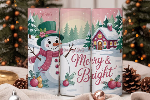 Whimsical Snowman Christmas 20oz Tumbler Sublimation DesignSVG 