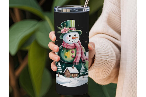 Whimsical Snowman Christmas 20oz Tumbler Sublimation DesignSVG 