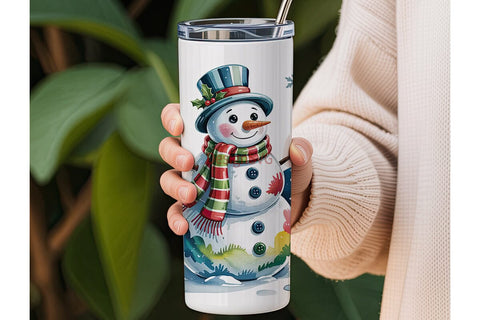 Whimsical Snowman Christmas 20oz Tumbler Sublimation DesignSVG 