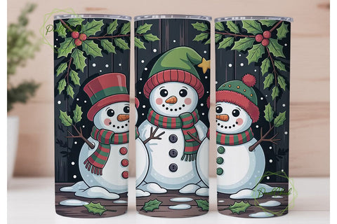 Whimsical Snowman Christmas 20oz Tumbler Sublimation PixelChick 