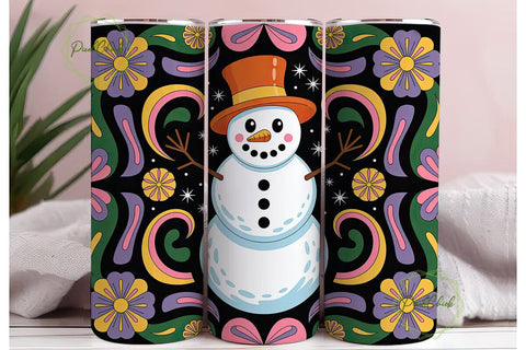 Whimsical Snowman Christmas 20oz Tumbler Sublimation PixelChick 