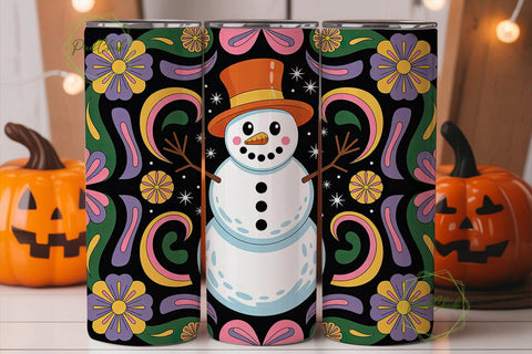 Whimsical Snowman Christmas 20oz Tumbler Sublimation PixelChick 