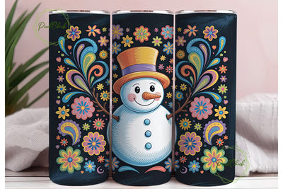 Whimsical Snowman Christmas 20oz Tumbler Sublimation PixelChick 