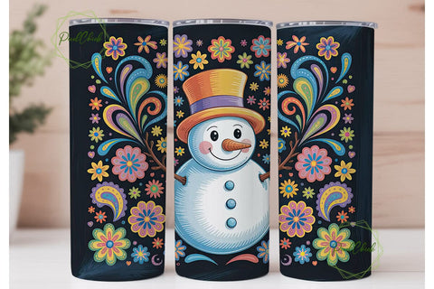 Whimsical Snowman Christmas 20oz Tumbler Sublimation PixelChick 