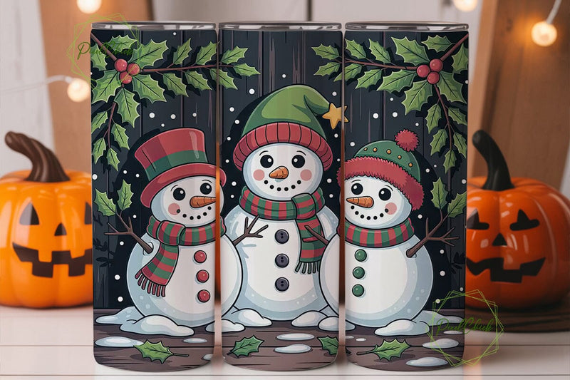 Whimsical Snowman Christmas 20oz Tumbler Sublimation PixelChick 