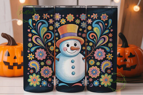 Whimsical Snowman Christmas 20oz Tumbler Sublimation PixelChick 