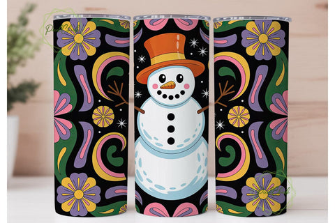 Whimsical Snowman Christmas 20oz Tumbler Sublimation PixelChick 