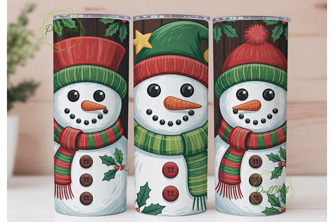 Whimsical Snowman Christmas 20oz Tumbler Sublimation PixelChick 