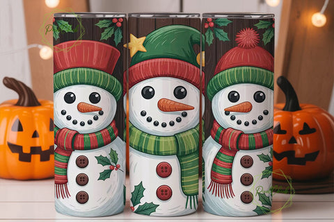 Whimsical Snowman Christmas 20oz Tumbler Sublimation PixelChick 