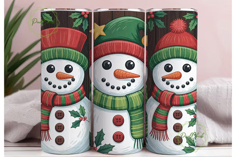 Whimsical Snowman Christmas 20oz Tumbler Sublimation PixelChick 