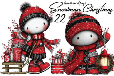 Whimsical Snowman Christmas Clipart Bundle. Sublimation SVGArt 