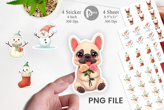 Whimsical Snowman Christmas Sticker Sublimation artnoy 