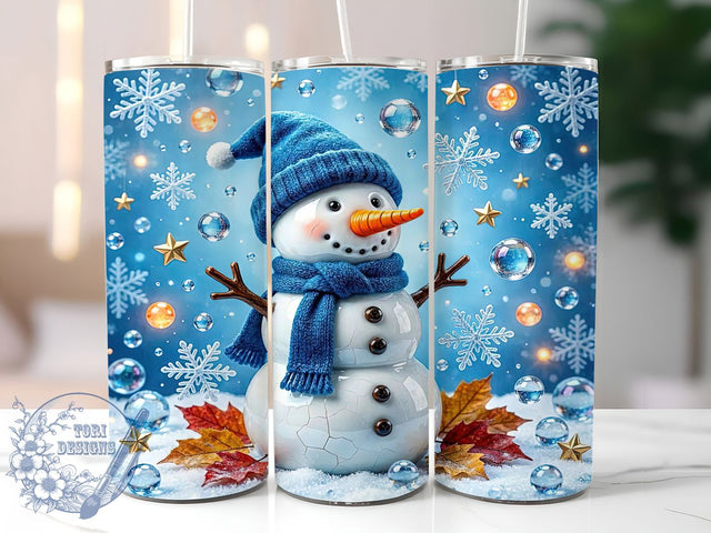 Whimsical Snowman Glow 20oz Tumbler Wrap, Snowman Motif, Glow Effect, Holiday Charm, Festive Theme, Whimsical Winter, Skinny Tumbler, Sublimation PNG Sublimation ToriDesigns 