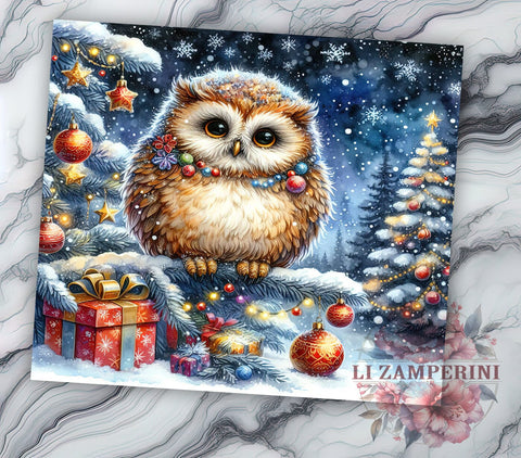 Whimsical Soft Paint Cute Owl Tumbler, Cute Owl Tumbler, 20oz Tumbler Wrap, Owl Sublimation Art, Magical Animal Tumbler, Whimsical Drinkware, Colorful Owl Design Sublimation Li Zamperini 