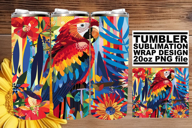 Whimsical Songbird Serenade Tumbler Wrap - 20oz Sublimation Sublimation afrosvg 