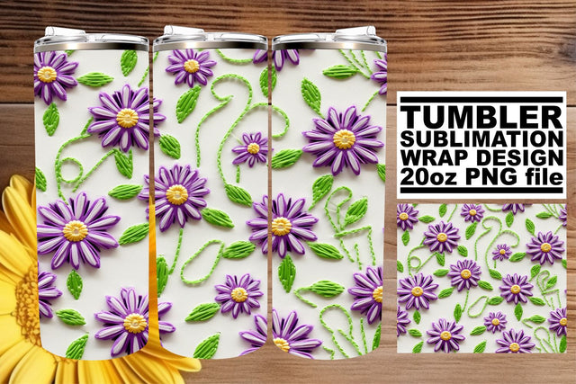 Whimsical Spring Blossoms 3D Tumbler Design Sublimation afrosvg 