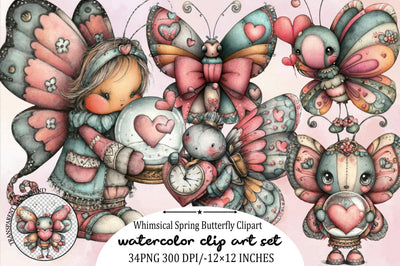 Whimsical Spring Butterfly Clipart Bundle. Sublimation SVGArt 