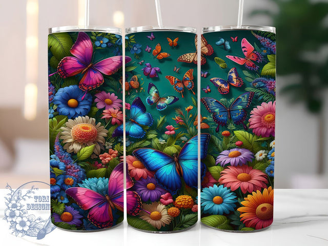 Whimsical Spring Butterfly Floral Tumbler, Seamless Spring Tumbler, Elegant Butterfly Wrap, Whimsical Floral Wrap, Rustic Butterfly Wrap, Sublimation Design, Trendy Gift Idea Sublimation ToriDesigns 
