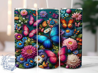 Whimsical Spring Butterfly Floral Tumbler, Seamless Spring Tumbler, Elegant Butterfly Wrap, Whimsical Floral Wrap, Rustic Butterfly Wrap, Sublimation Design, Trendy Gift Idea Sublimation ToriDesigns 