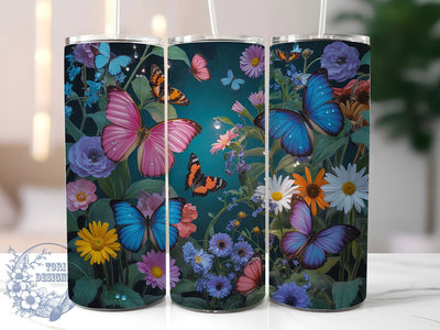 Whimsical Spring Butterfly Floral Tumbler, Seamless Spring Tumbler, Elegant Butterfly Wrap, Whimsical Floral Wrap, Rustic Butterfly Wrap, Sublimation Design, Trendy Gift Idea Sublimation ToriDesigns 