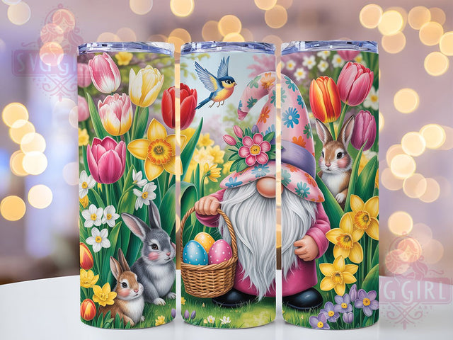 Whimsical Spring Easter Gnome Tumbler, Spring Floral Tumbler, Whimsical Gnome Wrap, Rustic Easter Wrap, Cute Gnome Wrap, Sublimation Design, Trendy Gift Idea Sublimation SvggirlplusArt 