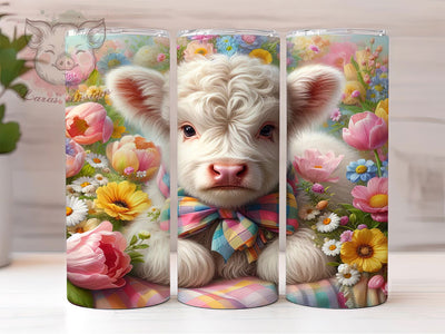 Whimsical Spring Easter Highland Cow Tumbler, Spring Highland Cow Tumbler, Rustic Farm Animal Wrap, Whimsical Cow Wrap, Country Easter Wrap, Sublimation Design, Trendy Gift Idea Sublimation Lara' s Designs 