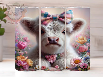 Whimsical Spring Easter Highland Cow Tumbler, Spring Highland Cow Tumbler, Rustic Farm Animal Wrap, Whimsical Cow Wrap, Country Easter Wrap, Sublimation Design, Trendy Gift Idea Sublimation Lara' s Designs 
