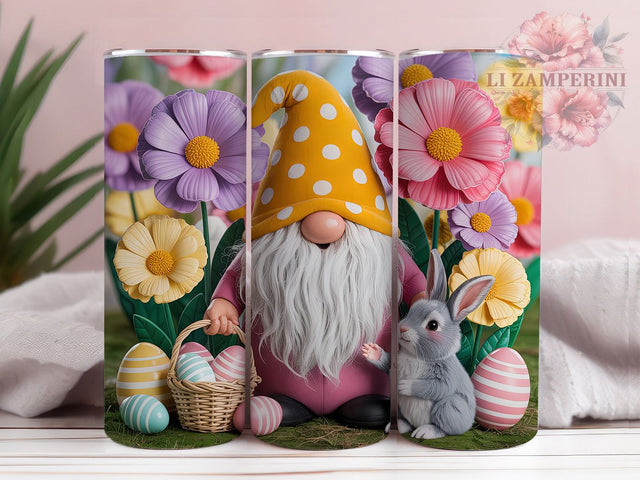 Whimsical Spring Floral Gnome Tumbler, Floral Gnome Tumbler, Easter Gnome Wrap, Whimsical Gnome Wrap, Festive Floral Wrap, Sublimation Design, Trendy Gift Idea Sublimation Li Zamperini 