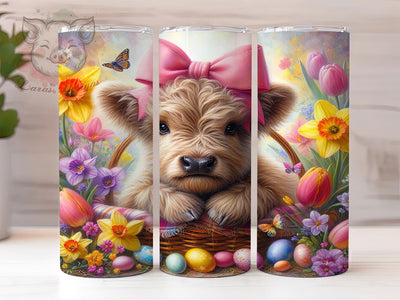Whimsical Spring Flower Highland Cow Tumbler, Spring Flower Cow Tumbler, Highland Cow Wrap, Whimsical Cow Wrap, Festive Floral Wrap, Sublimation Design, Trendy Gift Idea Sublimation Lara' s Designs 