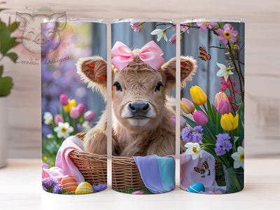 Whimsical Spring Flower Highland Cow Tumbler, Spring Flower Cow Tumbler, Highland Cow Wrap, Whimsical Cow Wrap, Festive Floral Wrap, Sublimation Design, Trendy Gift Idea Sublimation Lara' s Designs 