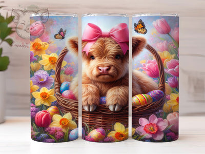 Whimsical Spring Flower Highland Cow Tumbler, Spring Flower Cow Tumbler, Highland Cow Wrap, Whimsical Cow Wrap, Festive Floral Wrap, Sublimation Design, Trendy Gift Idea Sublimation Lara' s Designs 