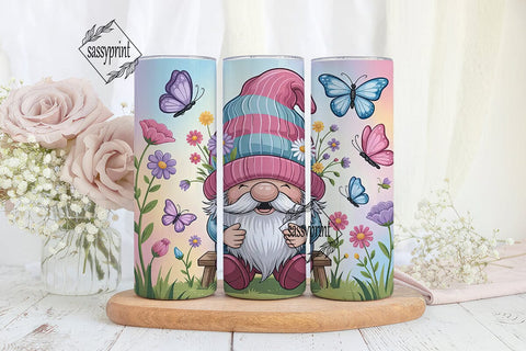 Whimsical Spring Gnome 20oz Tumbler Wrap Sublimation sassyprint 