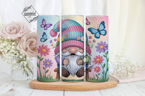 Whimsical Spring Gnome 20oz Tumbler Wrap Sublimation sassyprint 