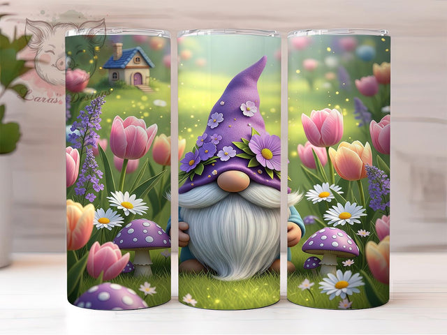 Whimsical Spring Gnome Garden Tumbler Wrap, Spring Garden Design, Seasonal Gnome Art, Floral Gnome Gift, Whimsical Spring Decor, Garden Decor Wrap, Cute Gnome Pattern Sublimation Lara' s Designs 