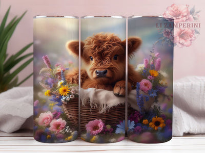 Whimsical Spring Highland Cow Tumbler, Highland Cow Tumbler, Rustic Cow Wrap, Whimsical Cow Wrap, Country Cow Wrap, Sublimation Design, Trendy Gift Idea Sublimation Li Zamperini 