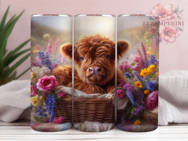 Whimsical Spring Highland Cow Tumbler, Highland Cow Tumbler, Rustic Cow Wrap, Whimsical Cow Wrap, Country Cow Wrap, Sublimation Design, Trendy Gift Idea Sublimation Li Zamperini 