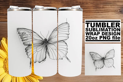 Whimsical Spring Tumbler Wrap with Butterflies Sublimation afrosvg 