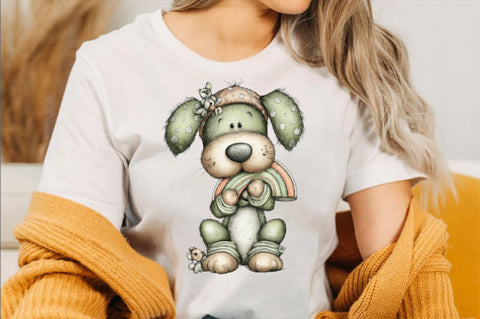 Whimsical St Patrick Dog Clipart Bundle. Sublimation SVGArt 