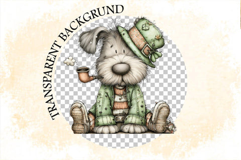 Whimsical St Patrick Dog Clipart Bundle. Sublimation SVGArt 