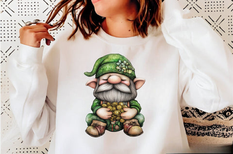 Whimsical St Patrick Gnome Clipart Bundle. Sublimation SVGArt 