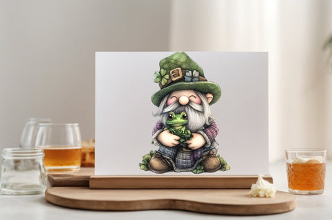Whimsical St Patrick Gnome Clipart Bundle. Sublimation SVGArt 