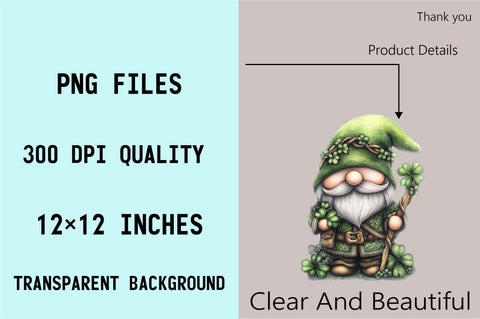Whimsical St Patrick Gnome Clipart Bundle. Sublimation SVGArt 
