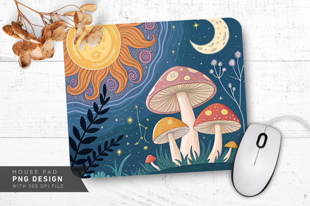 Whimsical Starry Mushrooms Mousepad Sublimation Regulrcrative 
